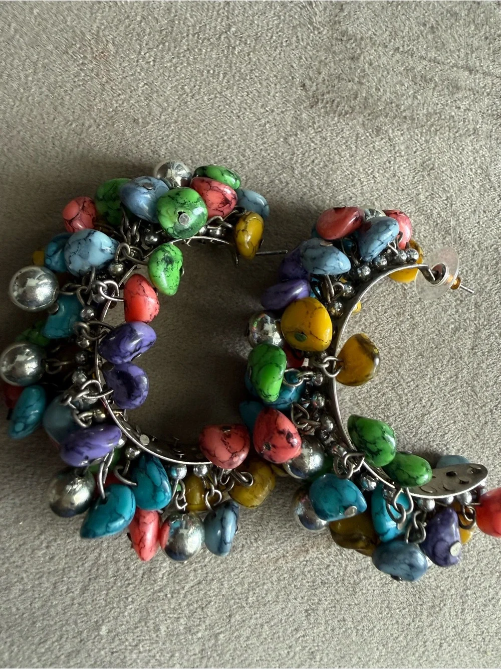 Colorful Multi-Stone Hoop Earrings – Vibrant Multicolor